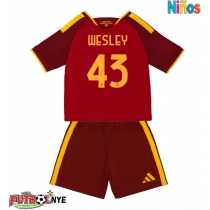 Camiseta AS Roma Wesley Franca #43 Primera Equipación para niños 2026-27 manga corta (+ pantalones cortos)